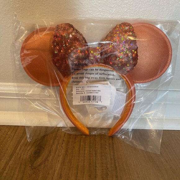 Disney Parks Sequin Minnie Ears Headband | Peach, Coral, Apricot, Orange - Picture 3 of 5
